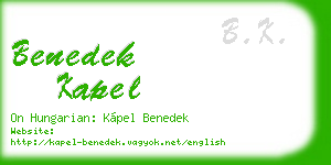 benedek kapel business card